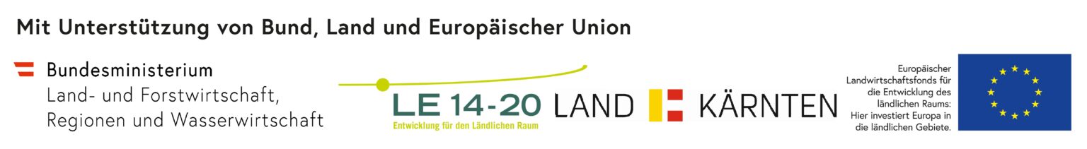 Mit Unterstützung von Bund, Land und Europäischer Union: Bundesministerium, LE 14-20, Land Kärnten